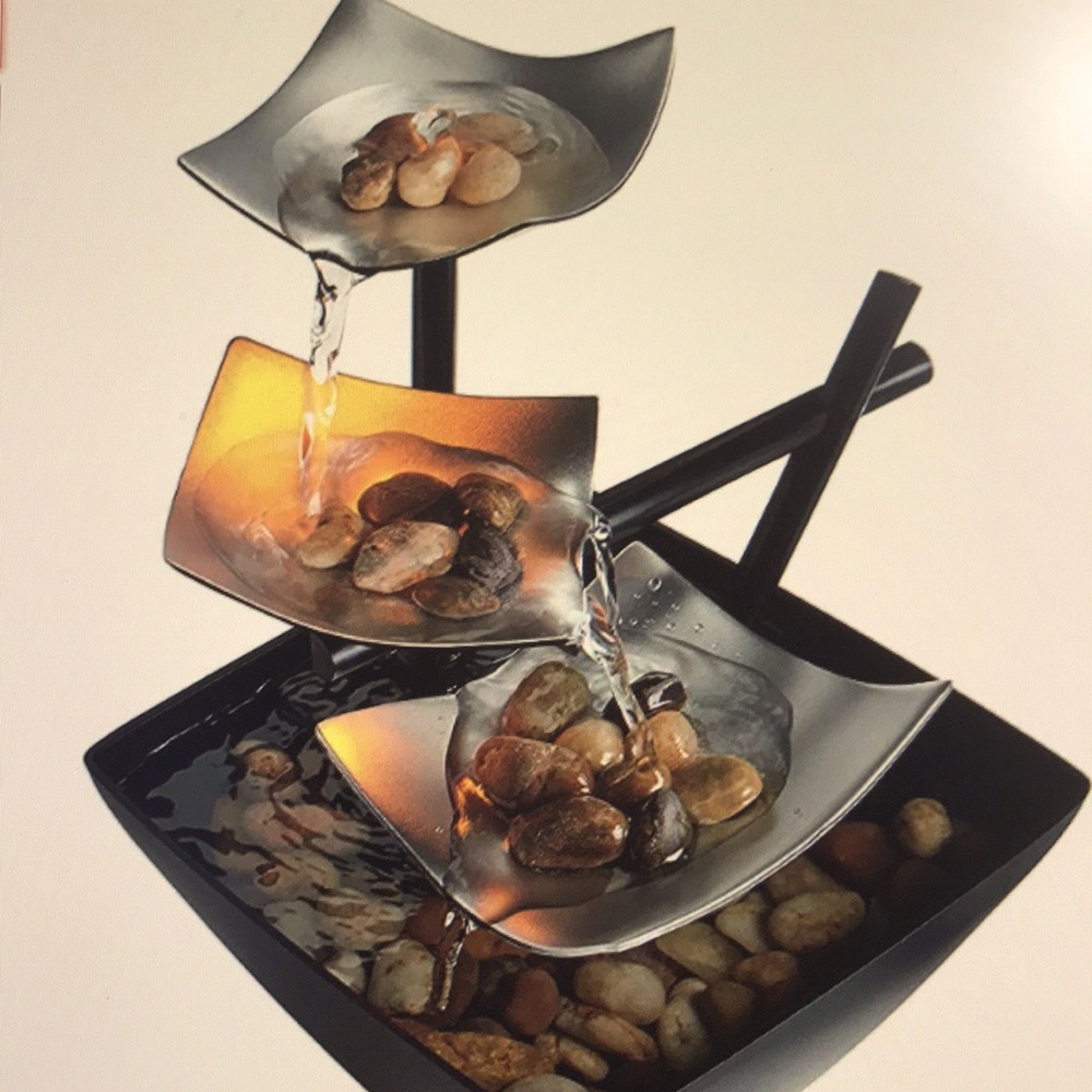 Indoor Tabletop Fountain with Lighting, River Rock